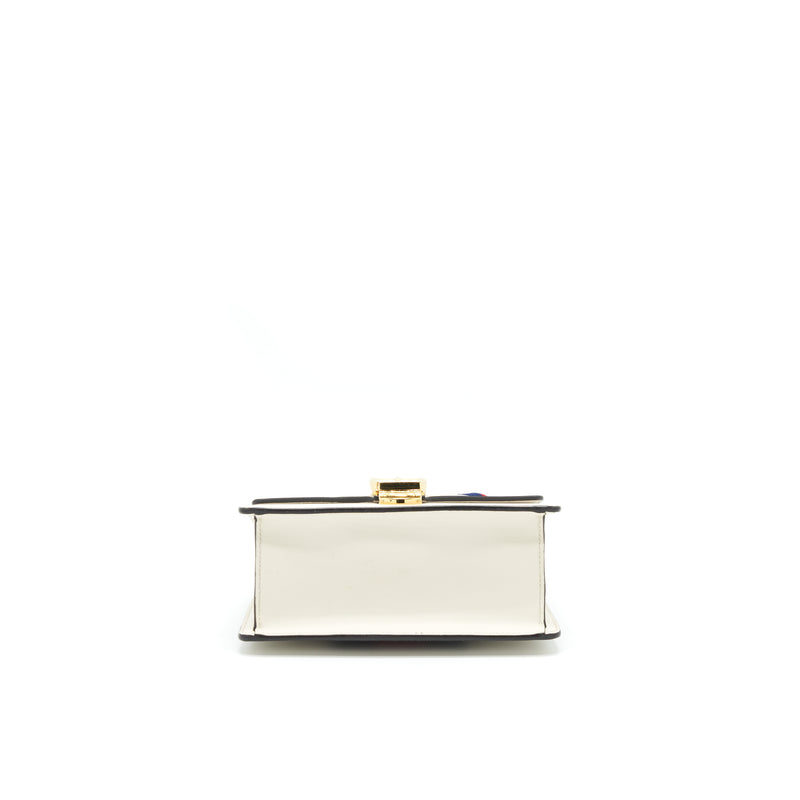 GUCCI SYLVIE MINI LEATHER CHAIN BAG IN WHITE GHW