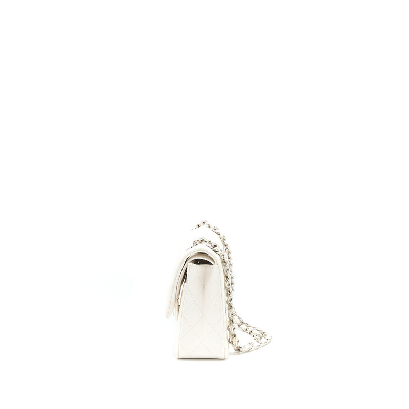 Chanel Medium Classic Double Flap Bag Caviar White SHW (Microchip)