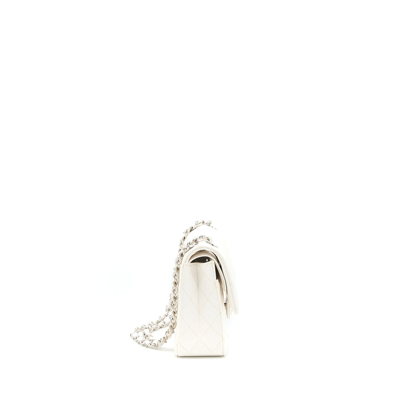Chanel Medium Classic Double Flap Bag Caviar White SHW (Microchip)