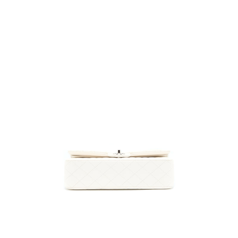 Chanel Medium Classic Double Flap Bag Caviar White SHW (Microchip)