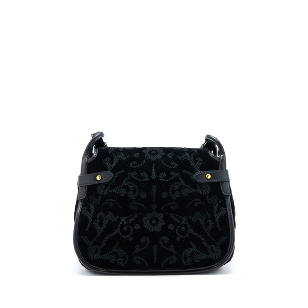 Prada Corsaire Hobo Bag Velvet/Leather Black GHW