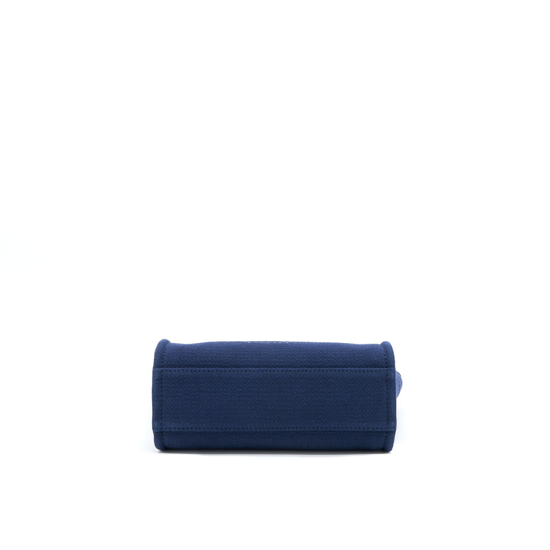 Chanel PM Deauville Tote Bag Canvas Navy SHW (Microchip)