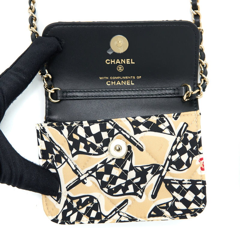 Chanel Mini Flap Bag Fabric Multicolour LGHW (Microchip)
