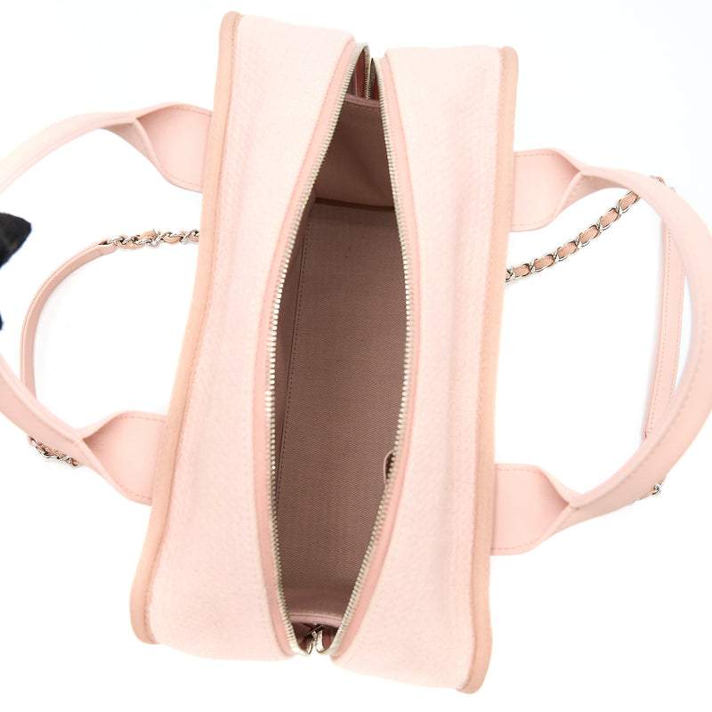 Chanel Deauville Bowling Bag Canvas/Leather Light Pink SHW
