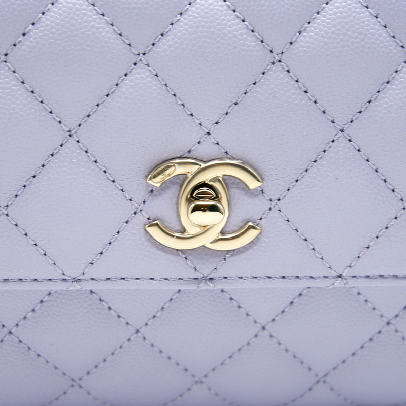 CHANEL Coco Handle Medium Flap 21K Light Purple Caviar Lilac A92991 Box Bag  NWT