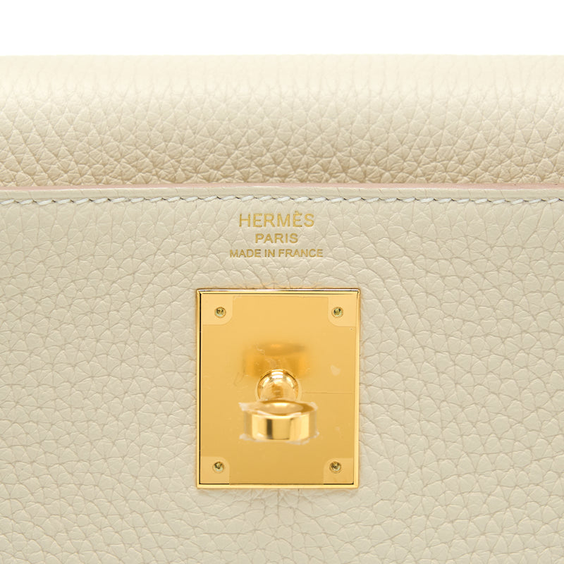 Hermes Kelly 28 Retourne Clemence Craie GHW Stamp Z