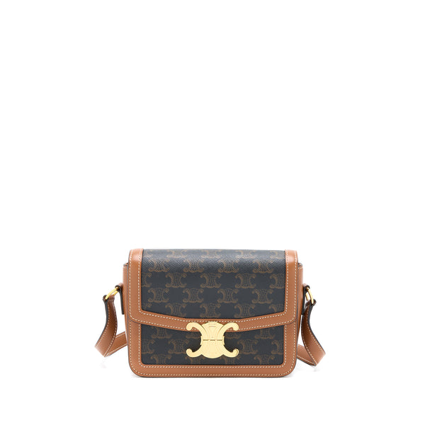 Celine Teen Triomphe Bag In Triomphe Canvas And Calfskin GHW