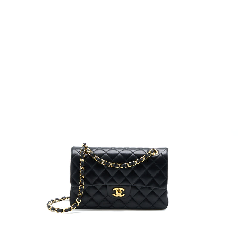 Chanel Small Classic Double Flap Bag Lambskin Black GHW (Microchip)