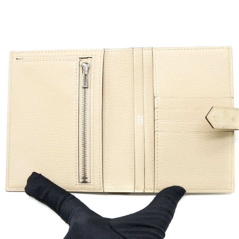 Hermes Bearn Wallet Ostrich 3C Parchemin SHW Stamp Y