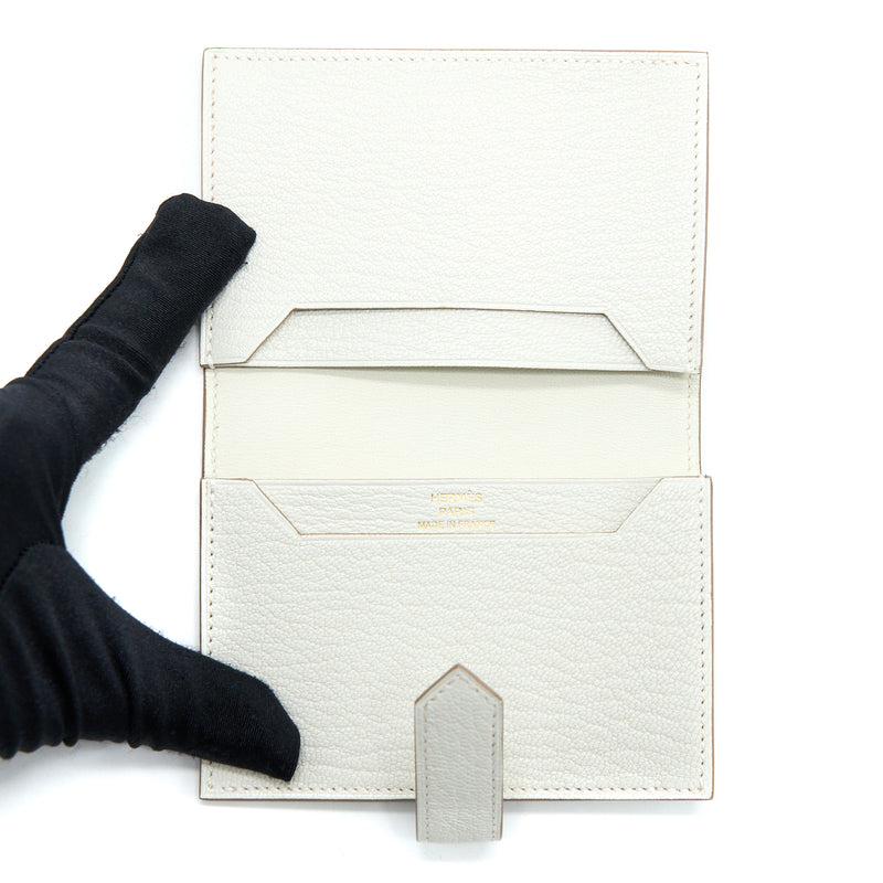 Hermes Bearn Card Holder Mysore Goatskin Mushroom GHW Stamp U