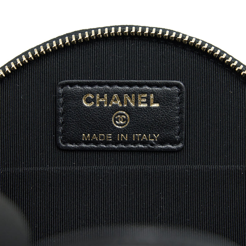 Chanel 22C Top Handle Round Vanity Black With Chain Caviar LGHW