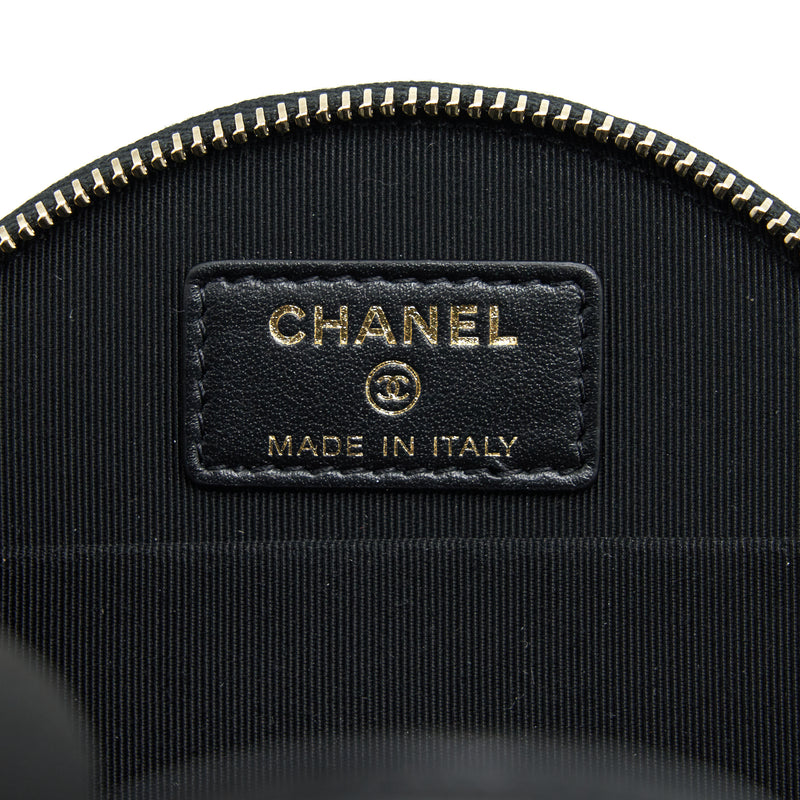 Chanel 22C Top Handle Mini Round Vanity On Chain Caviar Black LGHW