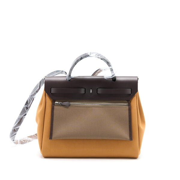 Hermes Herbag Zip 31 Leather/Canvas Ebene/Etouope/Dune SHW
