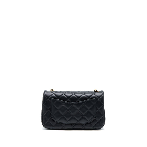 Chanel Pearl Crush Mini Rectangular Flap Bag Lambskin Black GHW (Microchip)