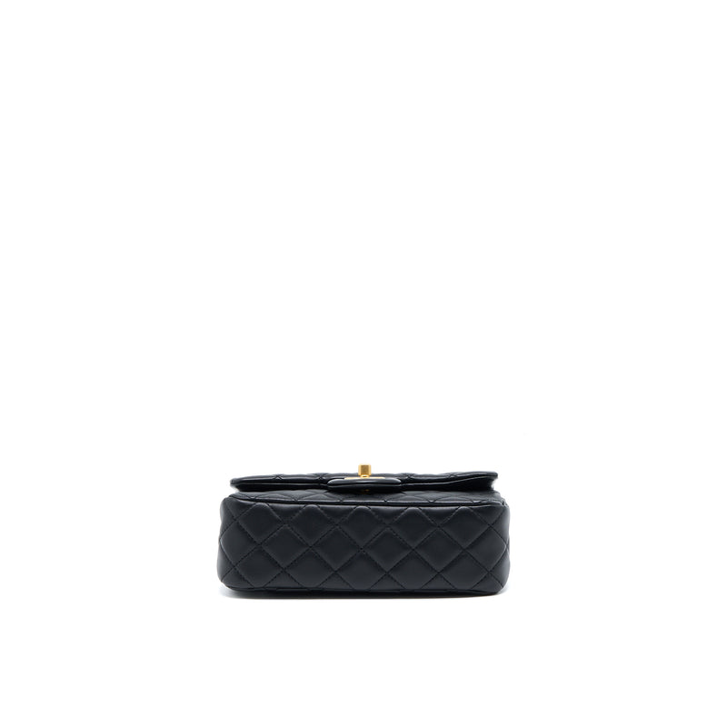 Chanel Pearl Crush Mini Rectangular Flap Bag Lambskin Black GHW (Microchip)