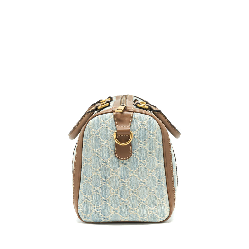 Gucci GG Denim Boston Bag With Cross Body Strap