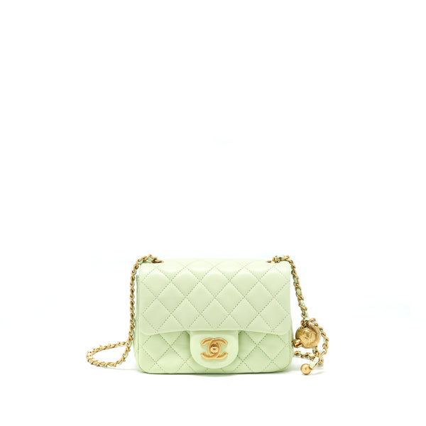 Chanel 22C Pearl Crush Mini Square Flap Bag Light Green