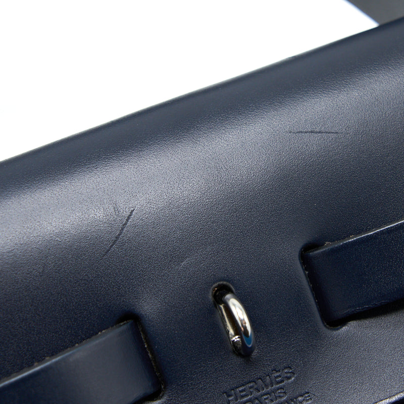 Hermes Herbag Zip 31 Bag Canvas Dark Blue SHW Stamp Y