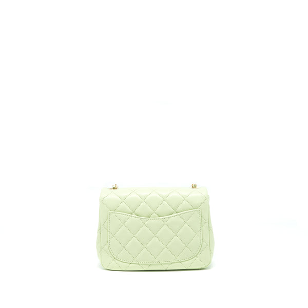 Chanel 22C Pearl Crush Mini Square Flap Bag Light Green