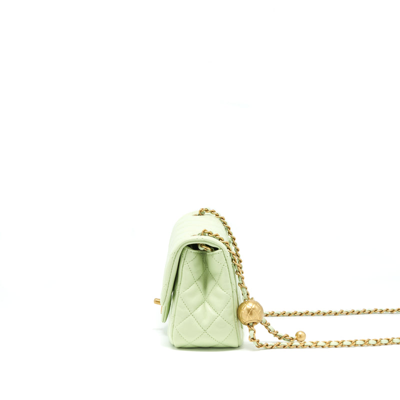 Chanel 22C Pearl Crush Mini Square Flap Bag Light Green