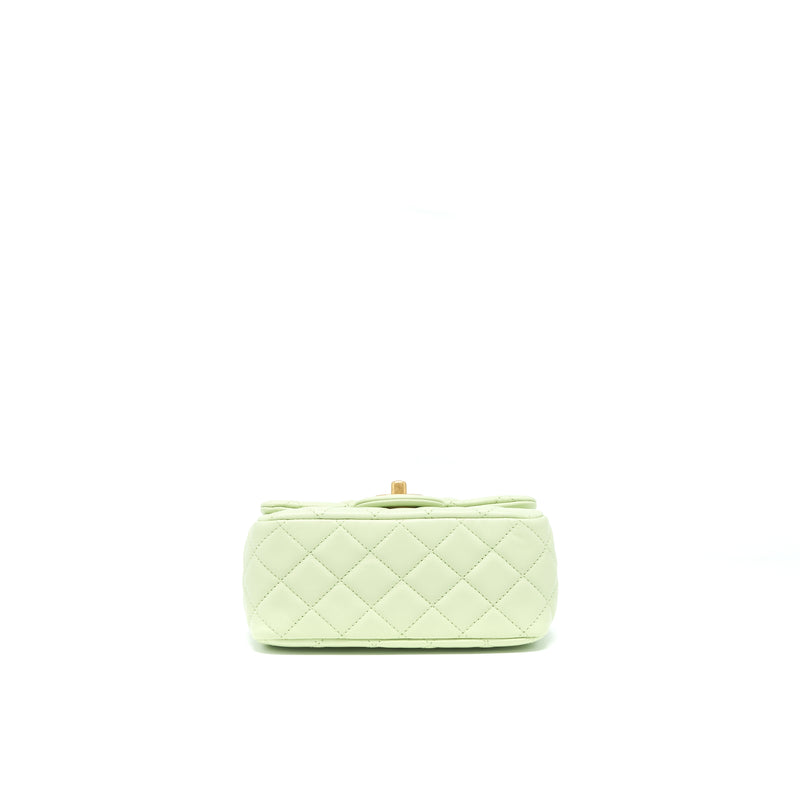 Chanel 22C Pearl Crush Mini Square Flap Bag Light Green