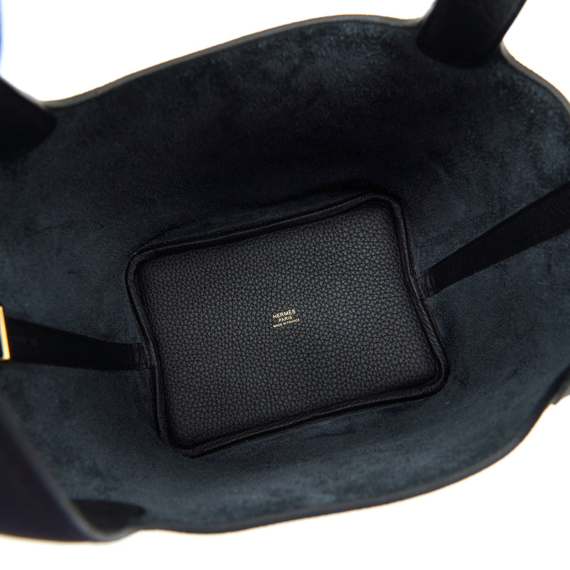 Hermes Picotin 18 Clemence Black GHW Stamp Z
