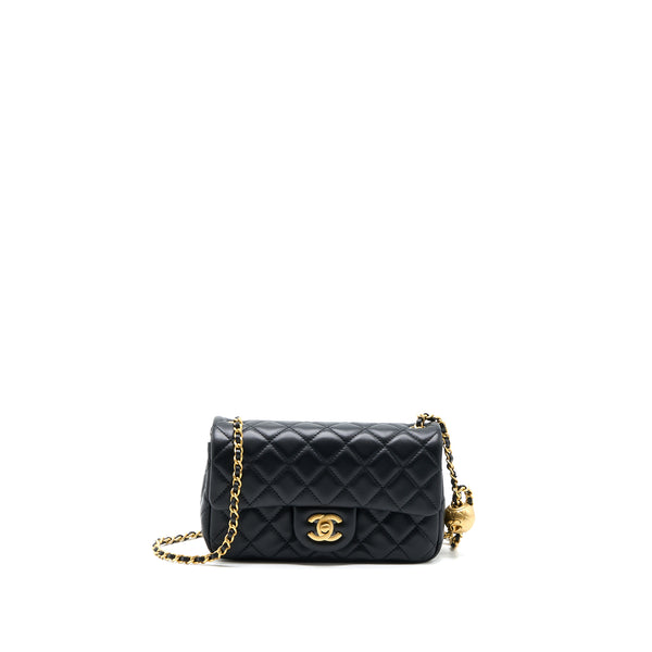 Chanel Pearl Crush Mini Rectangular Lambskin Black Brushed GHW (Microchip)