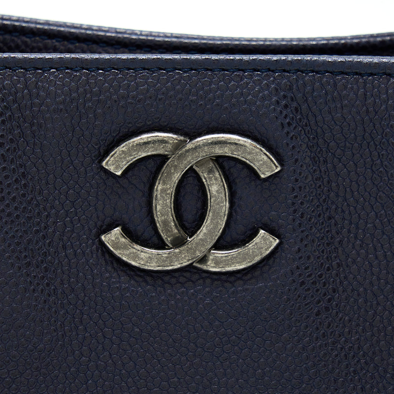 Chanel Tote Bag Caviar Navy Ruthenium Hardware