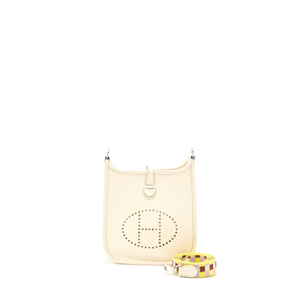 Hermes Mini Evelyne Clemence Nata/Multicolor Strap SHW Stamp U