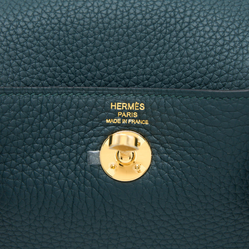 Hermes Mini Lindy Clemence 6O Vert Cypres GHW Stamp U