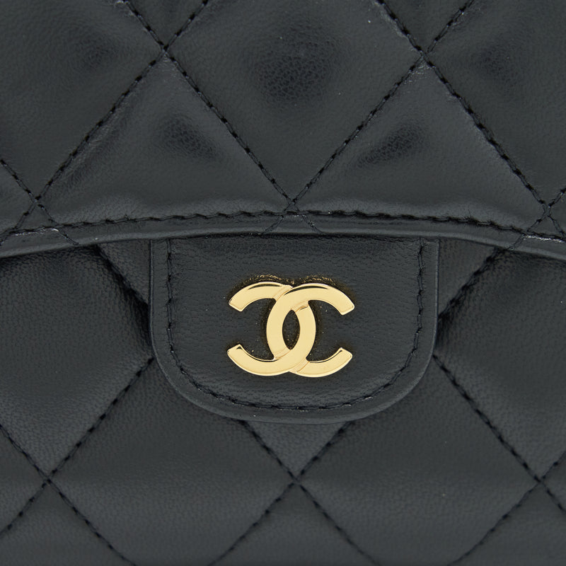 Chanel Classic Flap Wallet Lambskin Black GHW