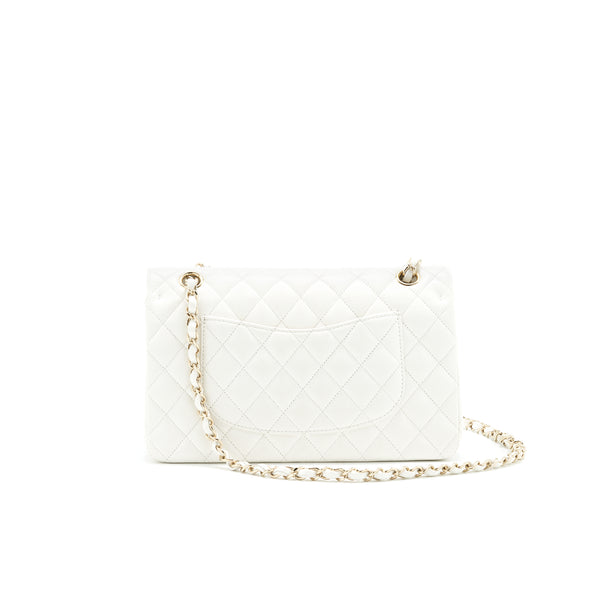 Chanel Medium Classic Double flap Bag Caviar White with LGHW