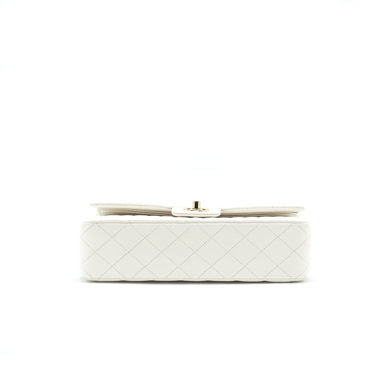 Chanel Medium Classic Double flap Bag Caviar White with LGHW