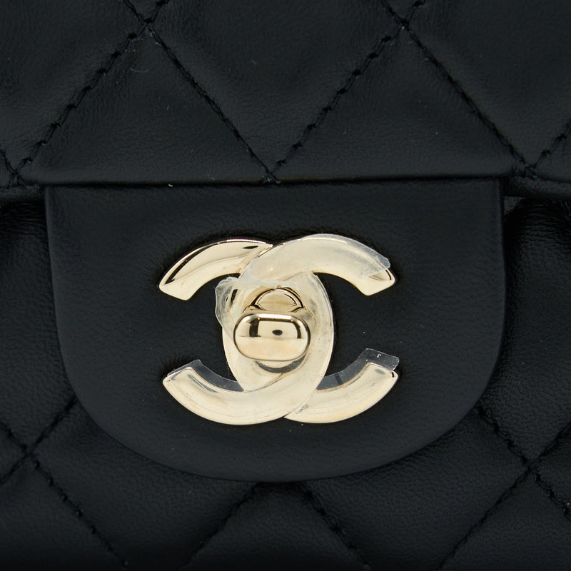Chanel Mini Rectangular Flap Bag Lambskin Black LGHW