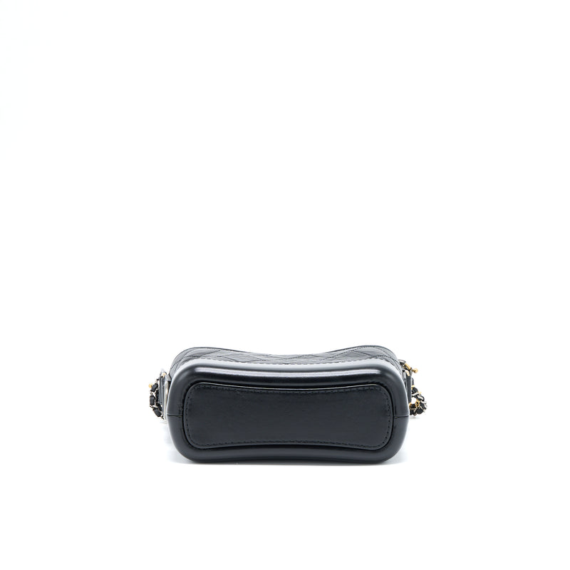 Chanel Small Gabrielle Hobo Bag With Top Handle Aged Calfskin Black Multicolour Hardware