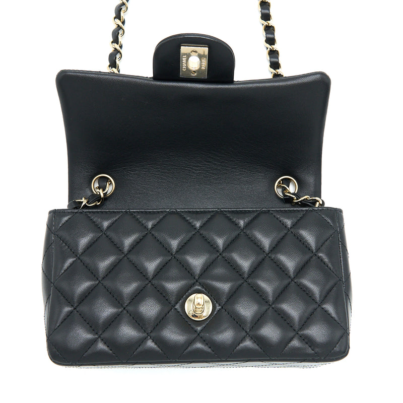 Chanel Mini Rectangular Flap Bag Lambskin Black LGHW