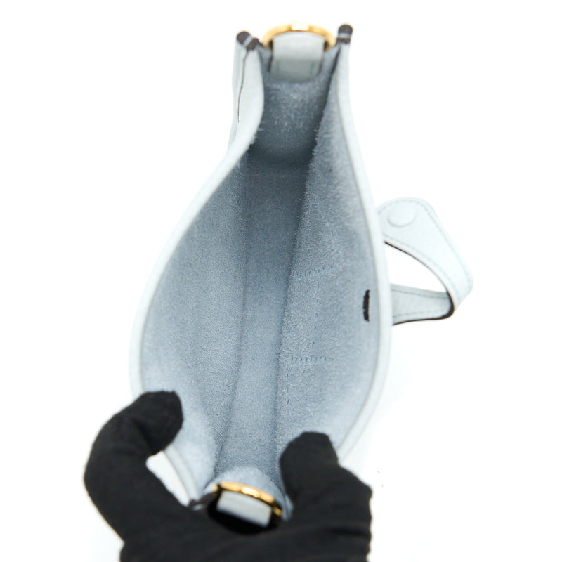 Hermes Mini Evelyn Clemence Blue Pale/Gris Etain GHW Stamp U