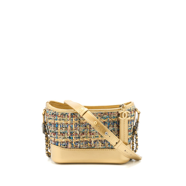 Chanel Small Gabrielle Hobo Bag Tweed Gold/Multicolour