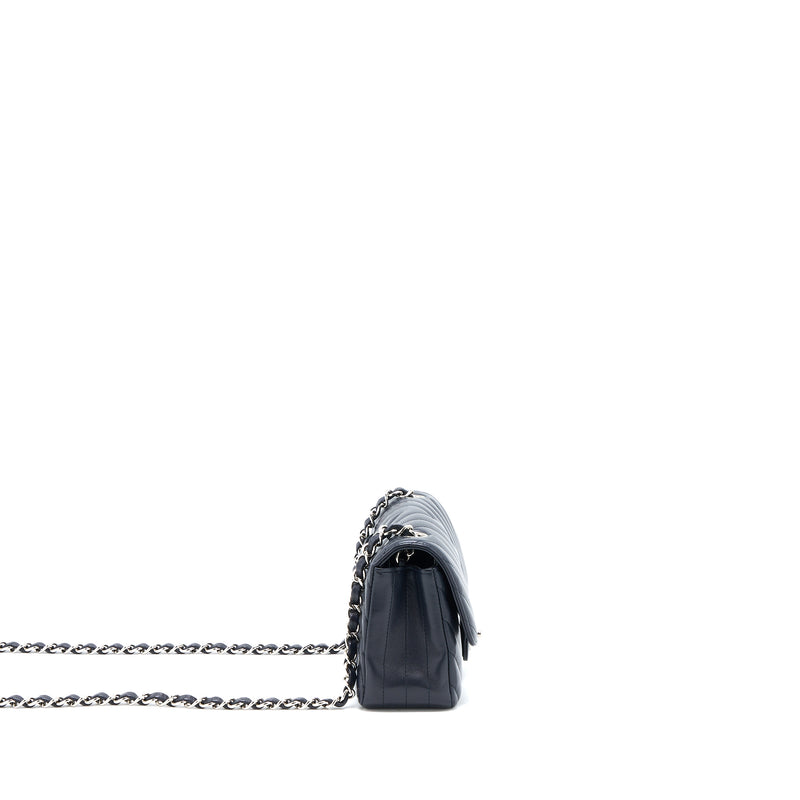 Chanel Mini Rectangular Flap Bag Chevron Lambskin Navy SHW