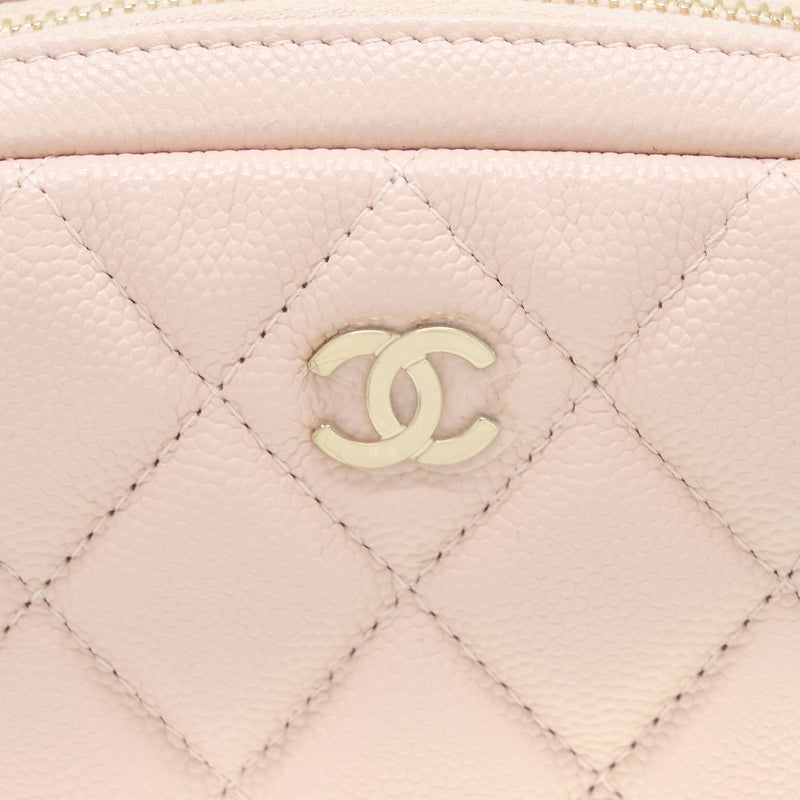 Chanel 21C Small Cosmetic Pouch Caviar Rose Clair LGHW