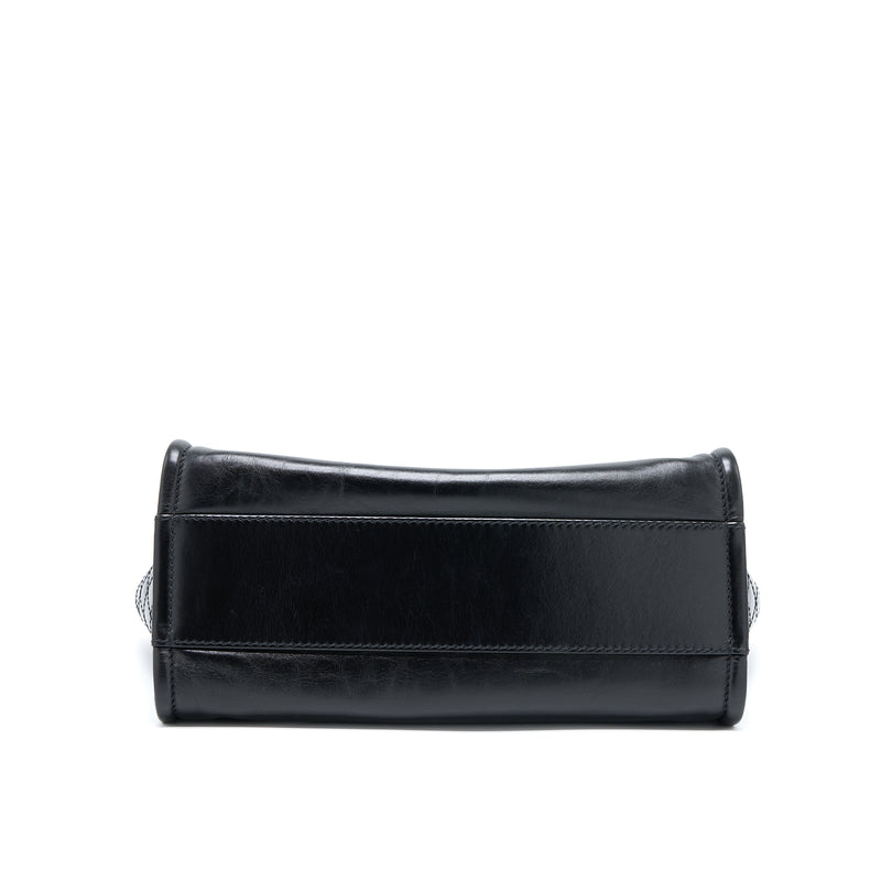 Chanel Deauville Tote Bag Calfskin Black With Detail Logo GHW