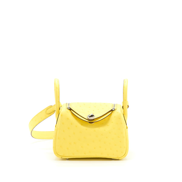 Hermes Mini Lindy Ostrich Jaune Citron SHW Stamp Y