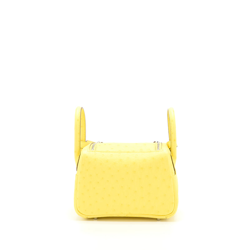 Hermes Mini Lindy Ostrich Jaune Citron SHW Stamp Y