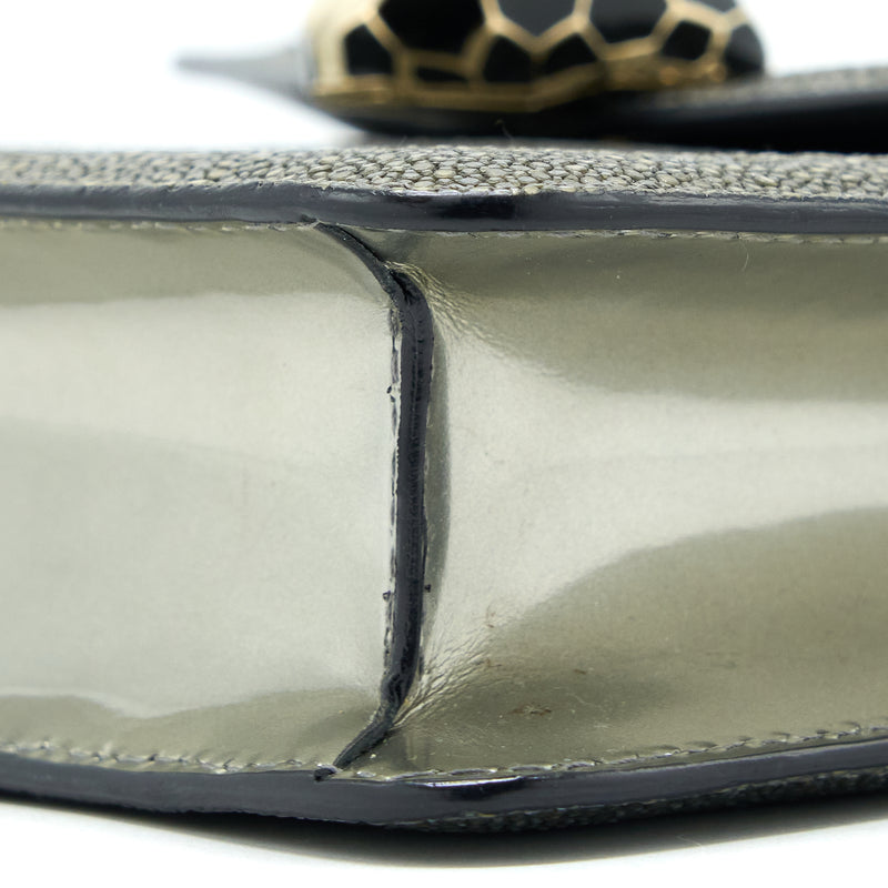 Bvlgari Serpenti Forever Crossbody Bag Stingray Leather Silver LGHW