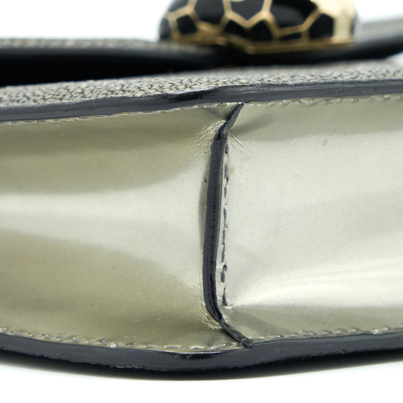 Bvlgari Serpenti Forever Crossbody Bag Stingray Leather Silver LGHW