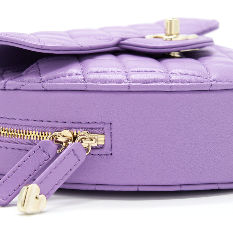 Chanel 22S Heart Bag Lambskin Purple LGHW (Microchip)