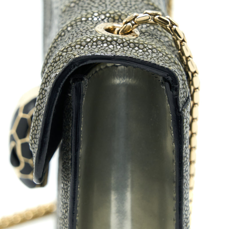 Bvlgari Serpenti Forever Crossbody Bag Stingray Leather Silver LGHW