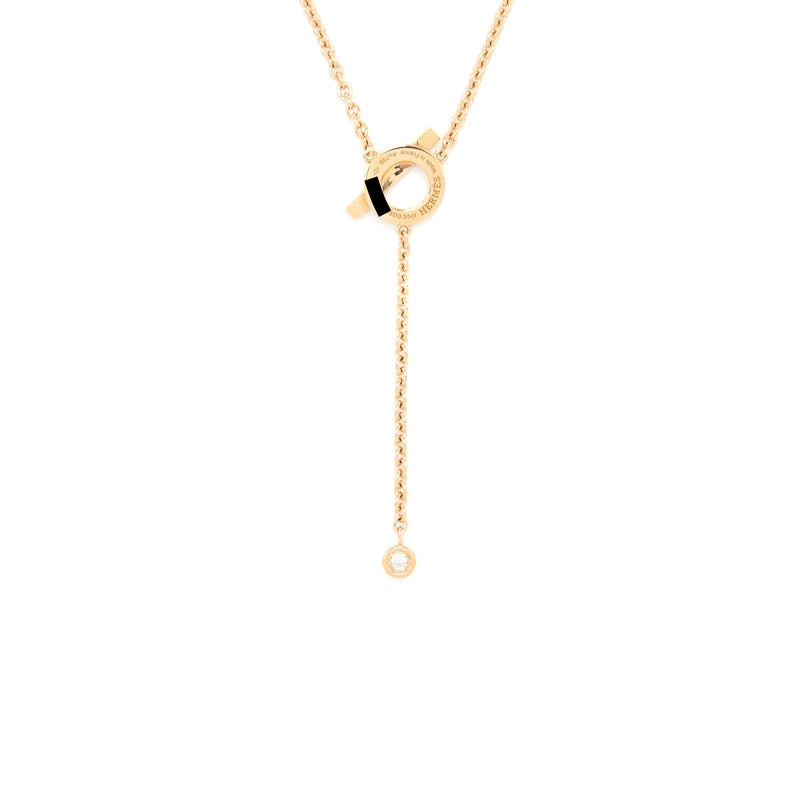 Hermes Finesse Lariat Necklace Rose Gold Diamonds