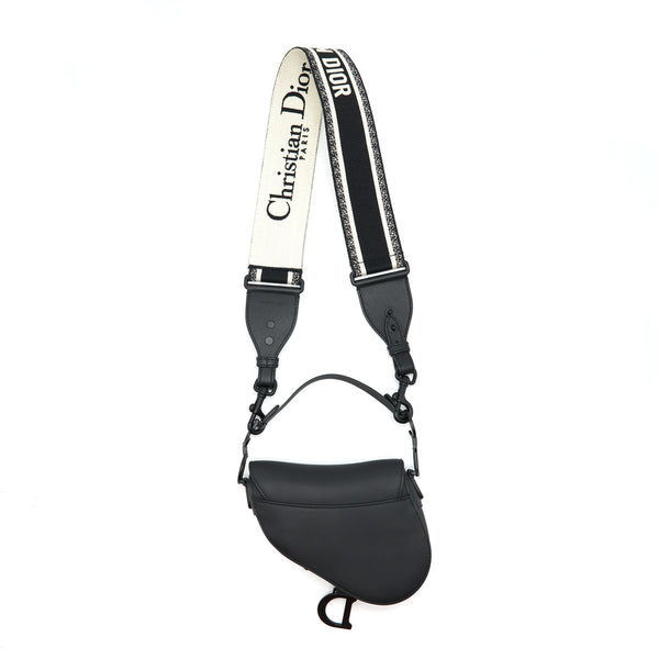 Dior Mini Saddle Calfskin So Black With An Extra Shoulder Strap