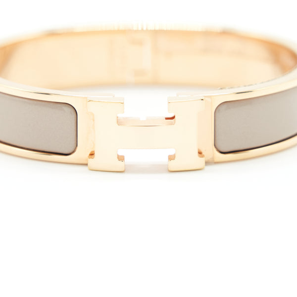 Hermes Size PM Clic H Bracelet Marron Glacé RGHW